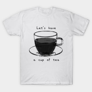 【Black and White Text】Tea Time! White Version T-Shirt